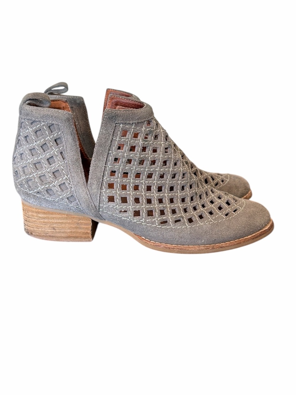 Jeffrey Campbell Taggart Lattice D’Orsay‎ gray ankle boots sz 6 western festival